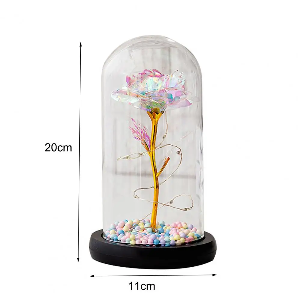 

Night Lights Glass Cover Gold Foil Rose Flower Transparent Night Light Home Holiday Decor Christmas Gifts