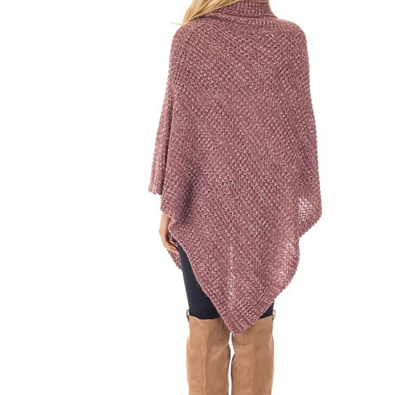 

Ladies Autumn Winter Fashion Top Loose Bat Sleeve Sweater High Collar Button Pullover Irregular Comfy Sweater