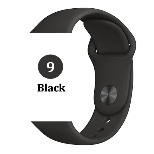 9-black Ремешок для apple watch band 4 3 correa iwatch band 42 мм/38 мм 44 мм/40 мм 2 спортивный силиконовый браслет pulseira apple watch аксессуары - Цвет ремешка: 9-black