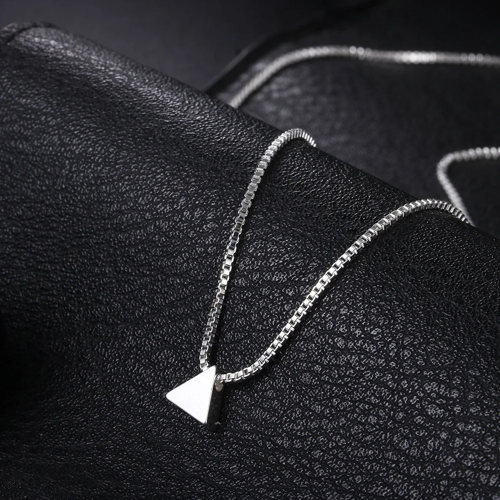 

925 Sterling Silver Fashion Drawstring Triangle Pendant Necklace For Woman Teenage Young Girl Jewelry Gift LN055