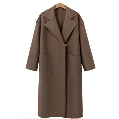 Dark Khaki Новинка осень женские зимние куртки европейский стиль кашемировые Женские базовые пальто комбинезон для новорожденных с длинными рукавами верхняя одежда шерсть и Смешанная куртка - Цвет: Dark Khaki