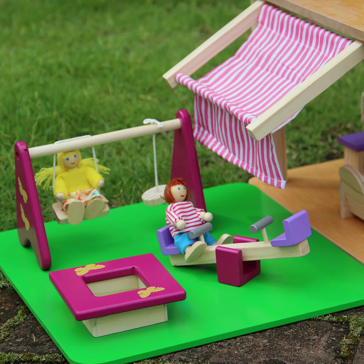 Маленький деревянный миниатюрный кукольный домик набор миниатюрных розовых