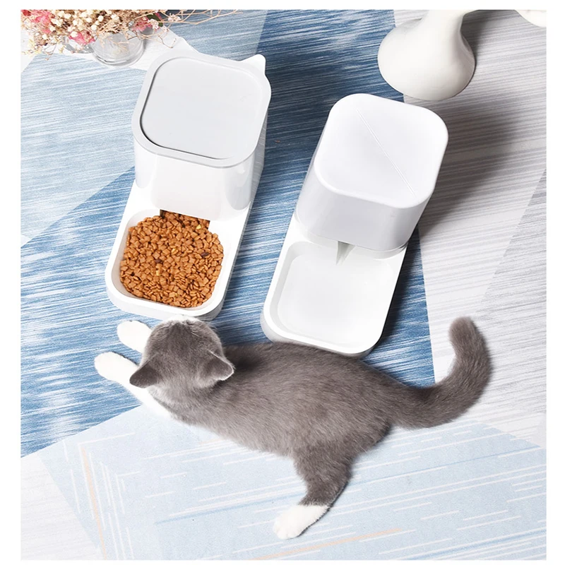 

2.1Kg Automatic Pets Dog Cat Feeders Bowl 3.8L Dogs Drinking Water Bottle Kitten Bowls Slow Food Feeding Container Dispenser
