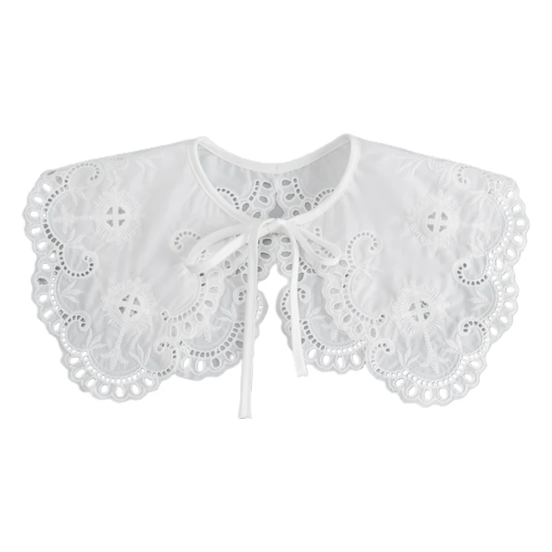 

White Detachable Doll Fake Collar Shawl Wrap Hollow Embroidery Necklace Shawl XX9D