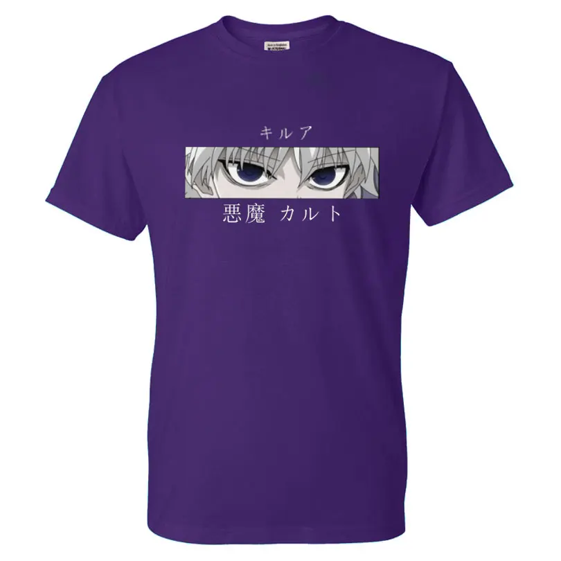 

2021 Classic Manga Hunter X Hunter Mens T Shirt Soft Cotton Killua Zoldyck Devil Eye Tee Tops Short Sleeve Casual Tshirt Clothes