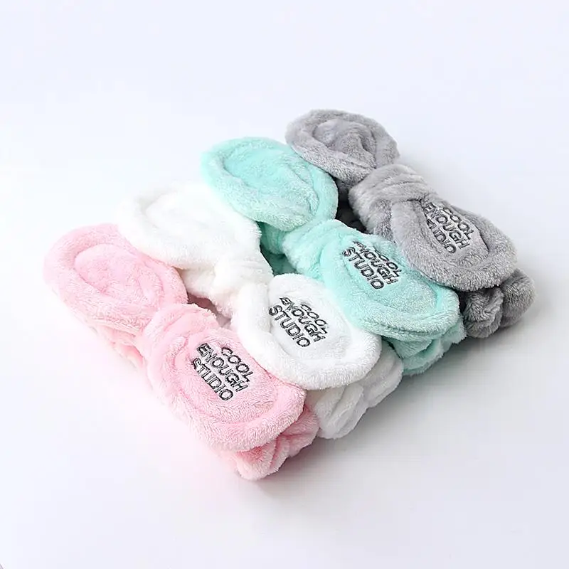 

2020 Bunny Ears Coral Fleece Headbands Makeup Bow Hairbands Turban For women Girls Headbands Hair BandsHair accessories