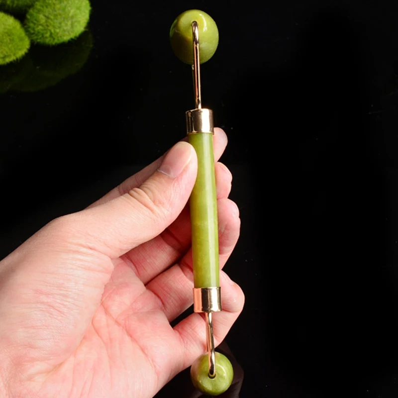 

Facial Massage Roller Guasha Board Double Head Jade Stone Face Body Eye Skin Relaxation Slimming Beauty Neck Thin Lift Tools