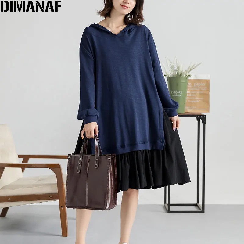 DIMANAF женское платье большого размера Осень Vestidos плиссированные шифоновые