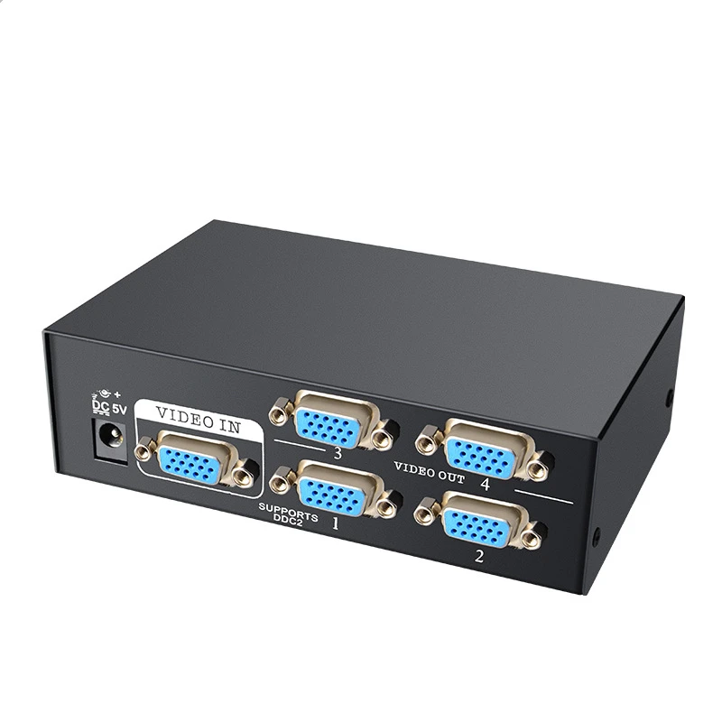 

Разветвитель VGA, 1 в 4 выхода, 4 порта, адаптер VGA Box, разветвитель SVGA HD усилитель видео сигнала, разветвитель для мониторов, проекторов