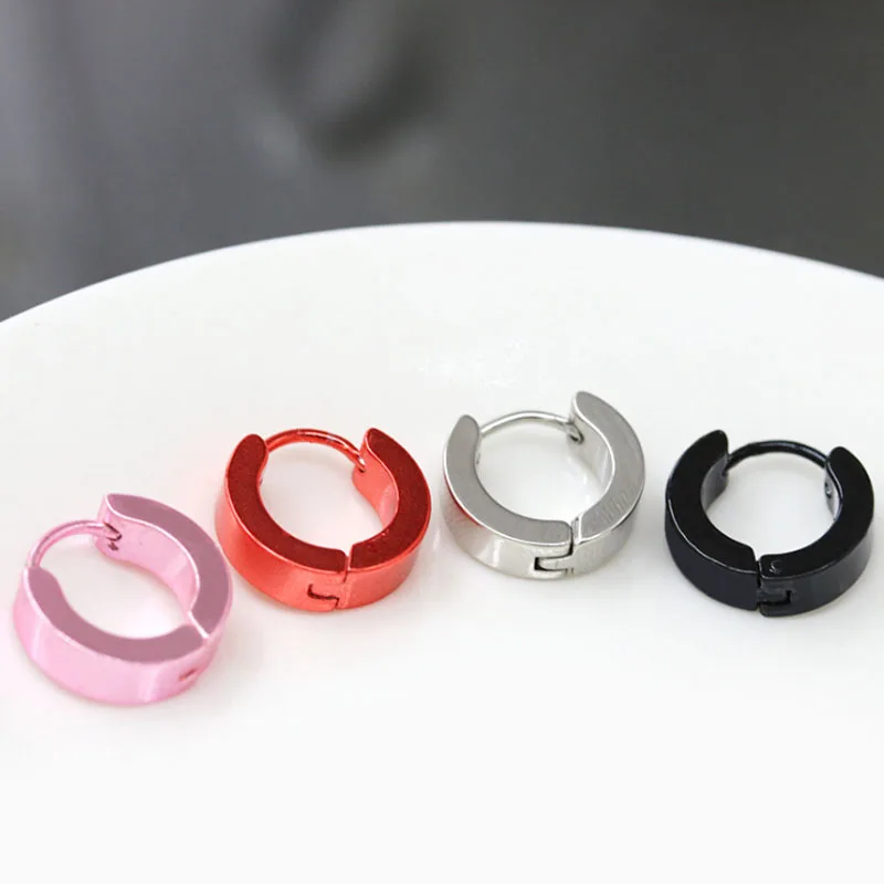 Пистолет 7 Цвета простой Нержавеющая сталь панк круглые серьги гвоздики для