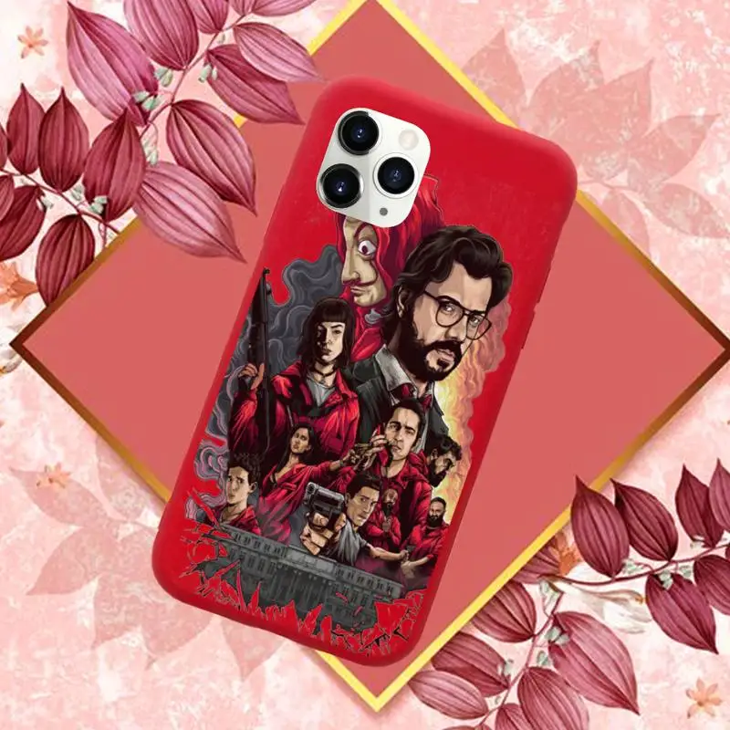 

Spain TV Money Heist House Paper Phone Case Red Candy Color for iPhone 11 12 mini pro XS MAX 8 7 6 6S Plus X SE 2020 XR