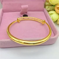 fashion engagement 14k gold smooth bracelet for women wedding jewelry 6n stylish yellow gold bracelet statement jewelry female