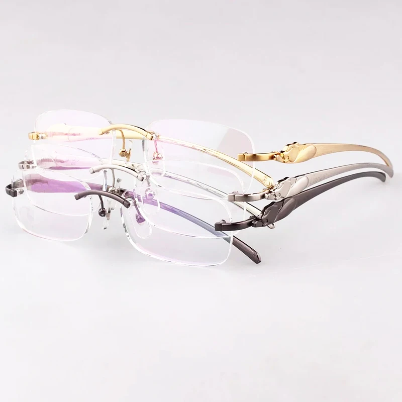 

Rimless Carter Panther Eyeglasses Clear Transparent Optical Frames For Men And Women Fill Prescription Photochromic Glasses