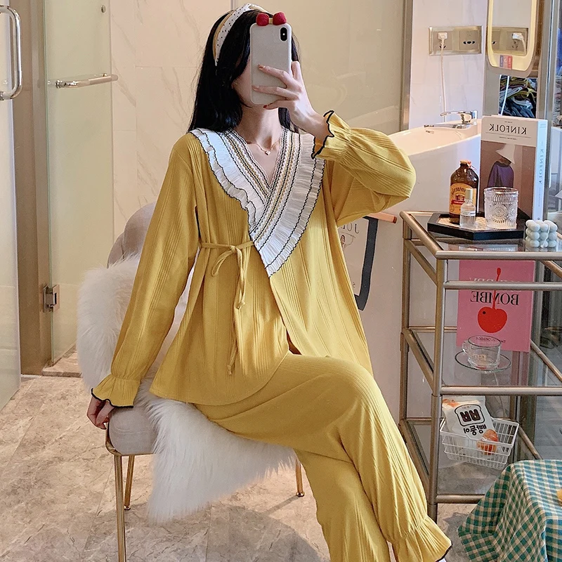 

Japanese Kimono Pajamas Cotton Big Size Sleepwear Girls Princess Style Pink Yellow Homewear Harajuku Ladies Cozy Sweet Lolita