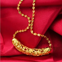 no fade 24k gold bend necklace for women fine jewelry yellow gold luxury female pendant necklace for party jewelry birthday gift