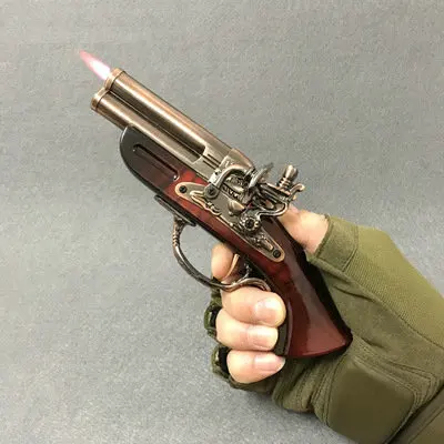 Handmade metal simulation gun model inflatable windproof lighter home igniter office decoration collection gift | Дом и сад