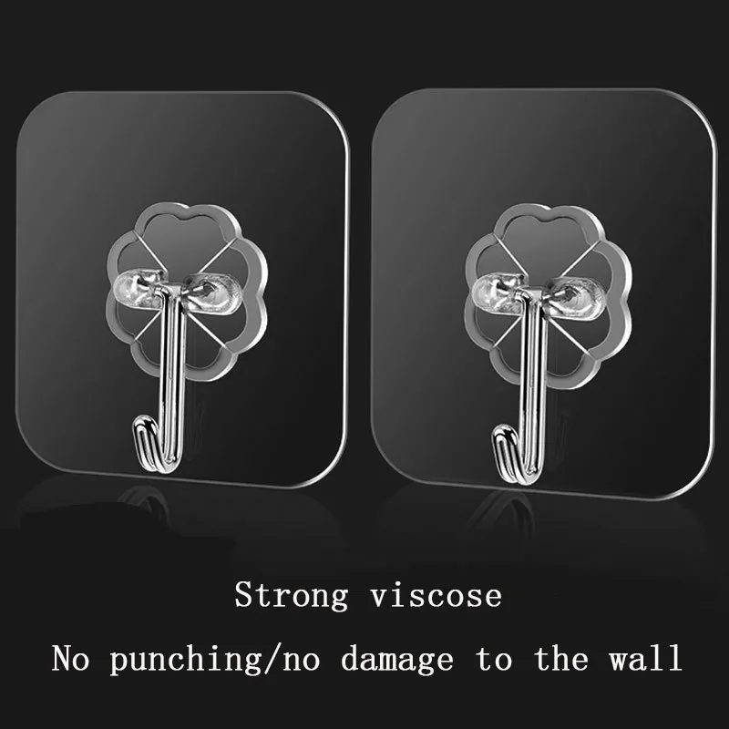 

5pcs Transparent Seamless Hook Strong Sticky Hook Bathroom Bathroom Kitchen Magic Seamless Hook Free Nail Does Not Hurt The Wall