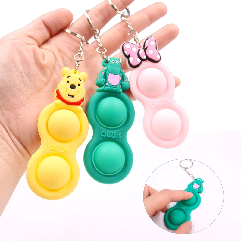 

Disney Stitch Push Popit Bubble Fidget Toys Keychain Simple Dimple Squishy Mickey Mouse Sulley Stress Reliver Toy Gifts