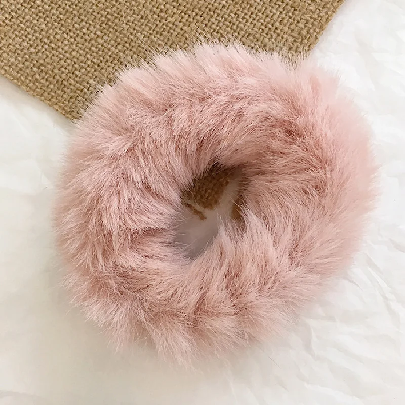 Hot Sale-12 1 шт., мягкие резинки для волос из искусственного меха ярких цветов для женщин и девочек, пушистые резинки для волос, зимние милые резинки, резинки для волос, аксессуары для волос - Цвет: Hot Sale-12