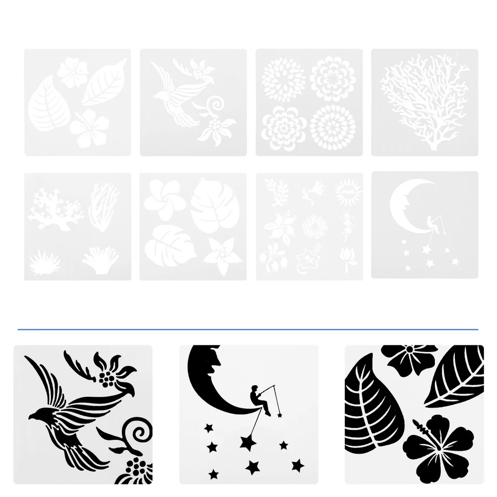 

8pcs DIY Hollow Painting Templates Arts Crafts Drawing Stencil Templates