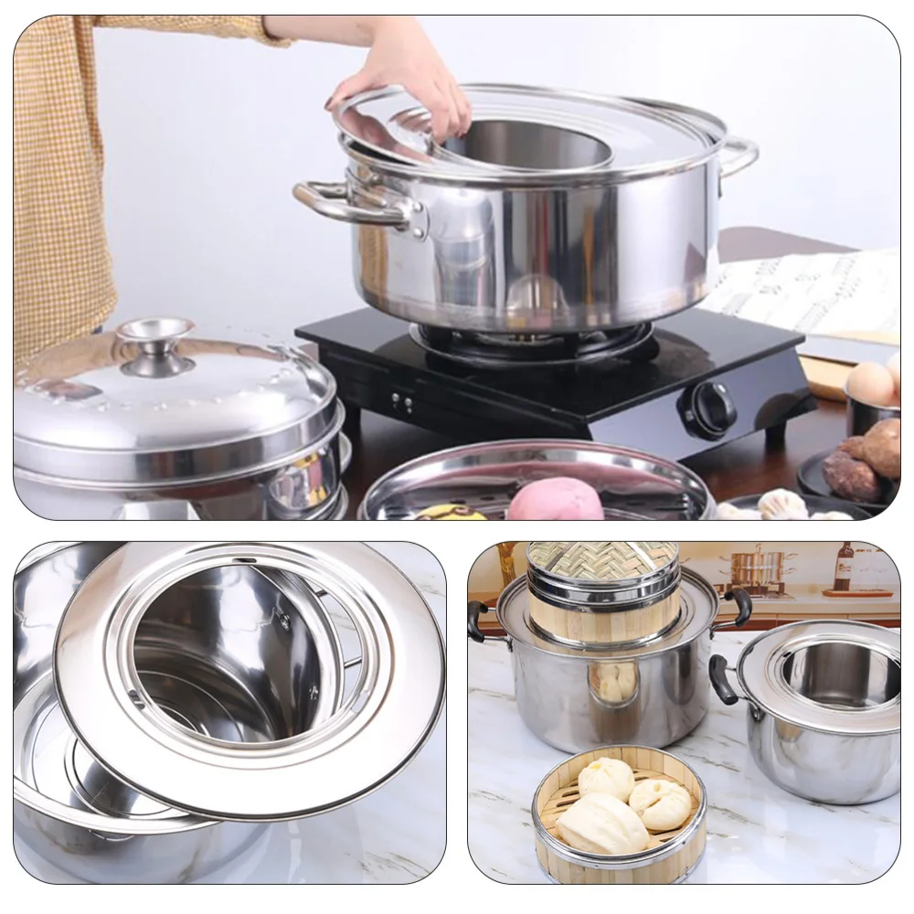 

1pc Multi-Functional Steamer Rack Kitchen Round Steamer Pot Ring (Silver)