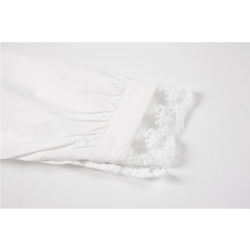 

Oversized Cardigan White Women's Blouse Tops Vintage Peter Pan Collar Sweet Casual Long Sleeve Shirts Lace Spliced Blusas Tops