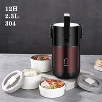 304 stainless steel thermos lunch box round leak proof sealed 12 hours insulated food storage container work school bento box
