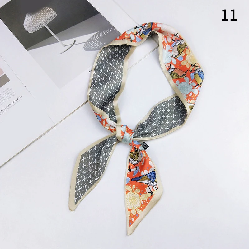 

Narrow Long Small Scarf DIY Print Satin Bag Wrist Ribbon Hair Scarves Tied Bag Handle Scarves Small Ribbon Skinny Scarves