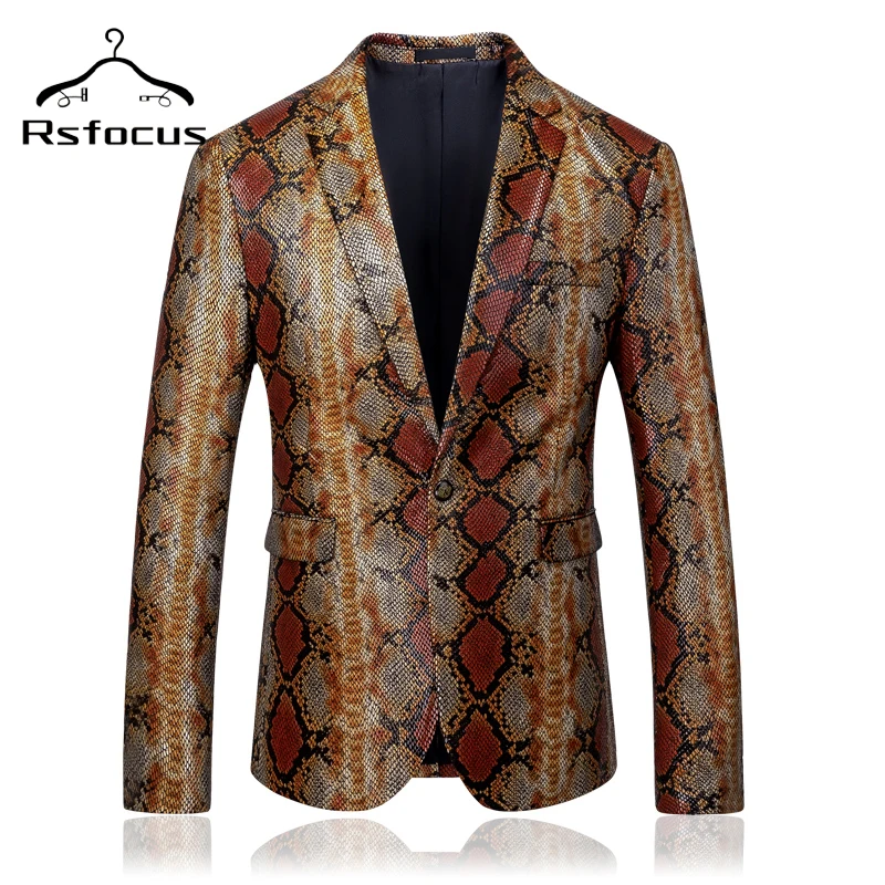 

Мужской бархатный блейзер со змеиным узором Rsfocus, модный дизайн, мужской повседневный Блейзер, приталенный элегантный блейзер для выпускве...
