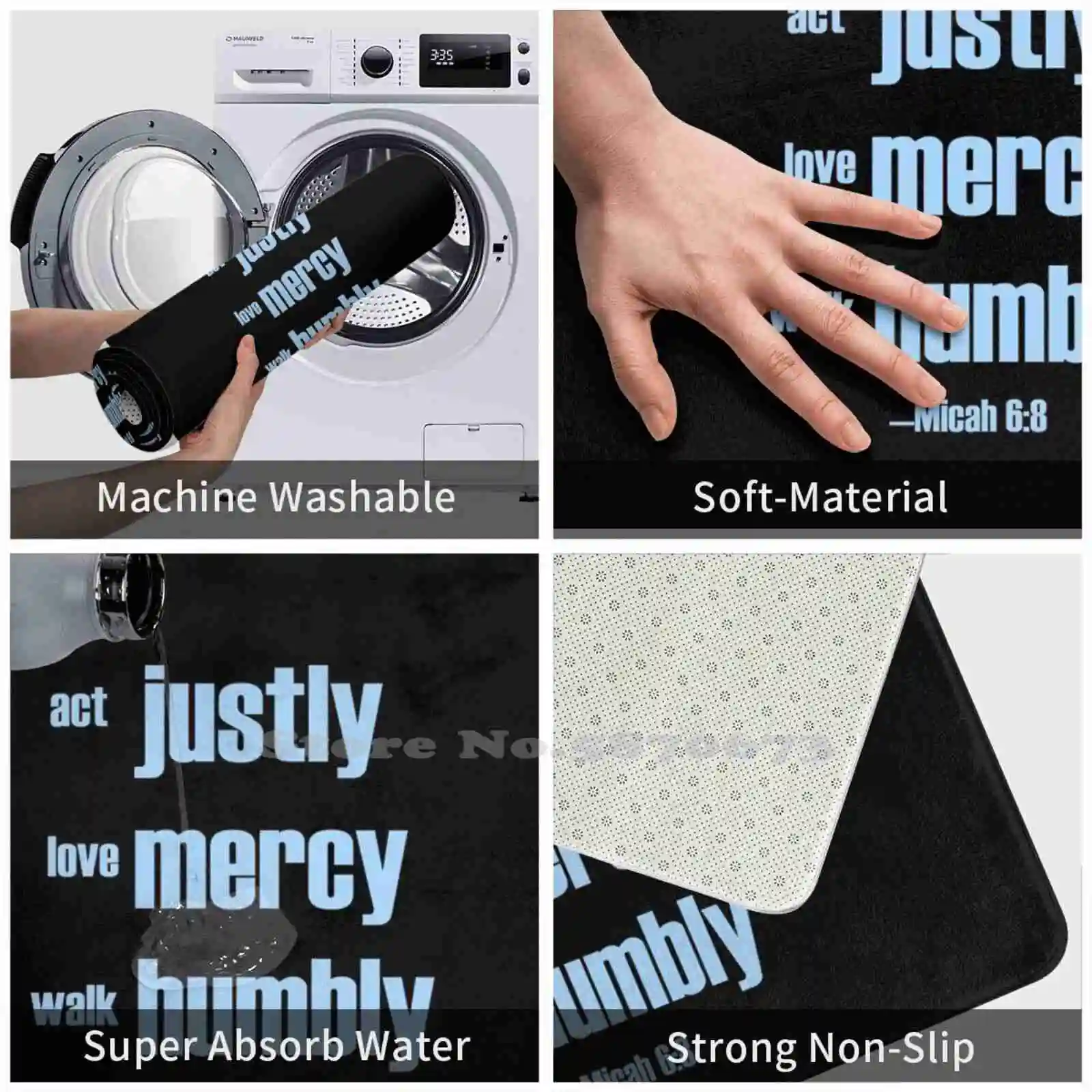 Любовное милосерждение-синий 3D товары для дома коврик ног стоп христианский