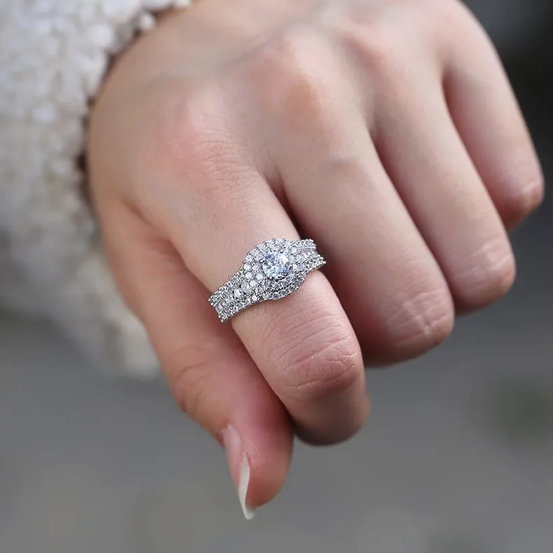 Klassische Luxus ferbe Ringe 2Ct 8 Herzen Arrows Cut AAA Zirkon Hochzeit Schmuck помолвка faur Frauen | Украшения и