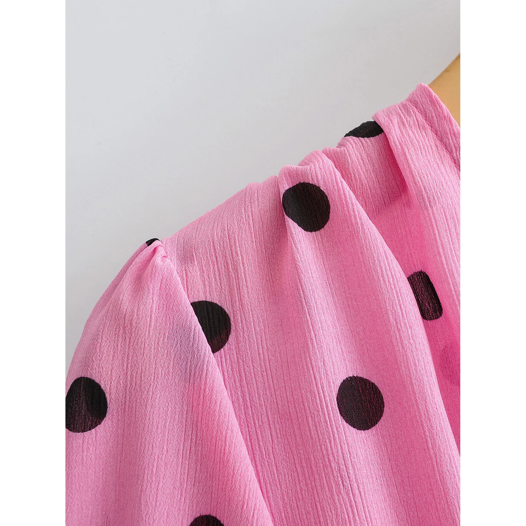 Za 2019 модное сексуальное мини-платье для женщин розовое красное черное в горошек с