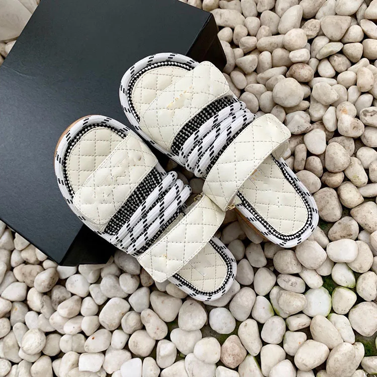 

women sandsls new 2021 spring summer women sandals brand design slides shoes leather flat luxury Shoes woman