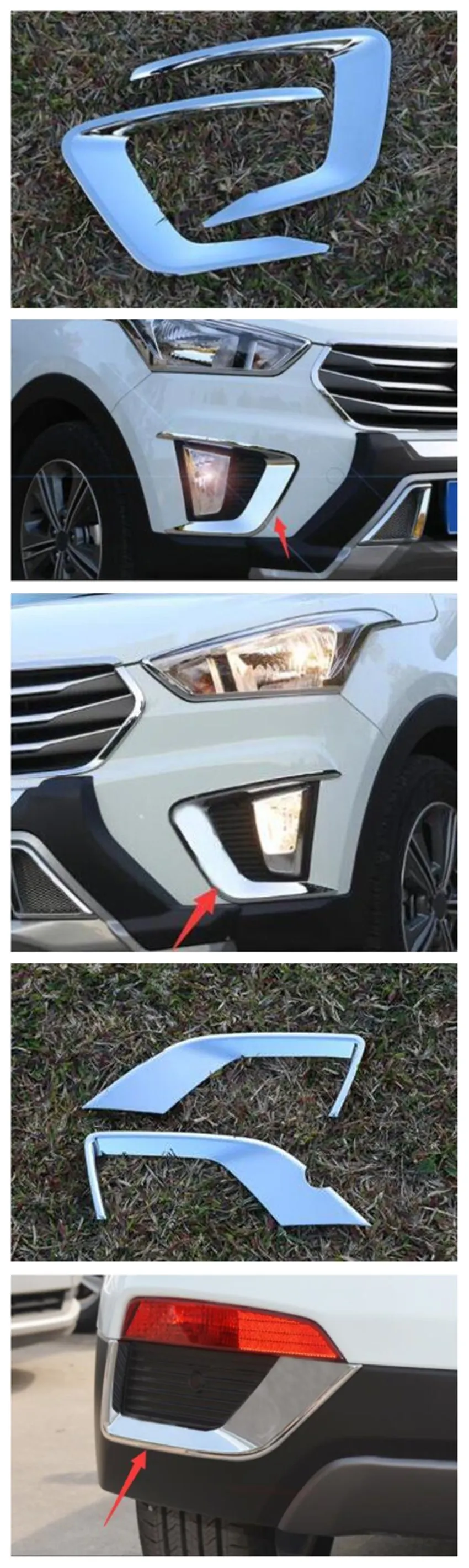 Для hyundai Creta IX25 до автомобильный хромированный Стайлинг ABS передний/задний противотуманный светильник, наклейки, внешние аксессуары