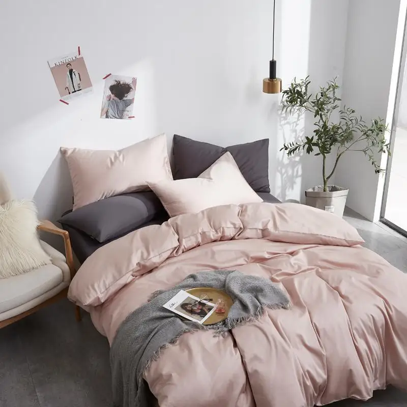 Египетский хлопковый однотонный Комплект постельного белья шелковистый чистый