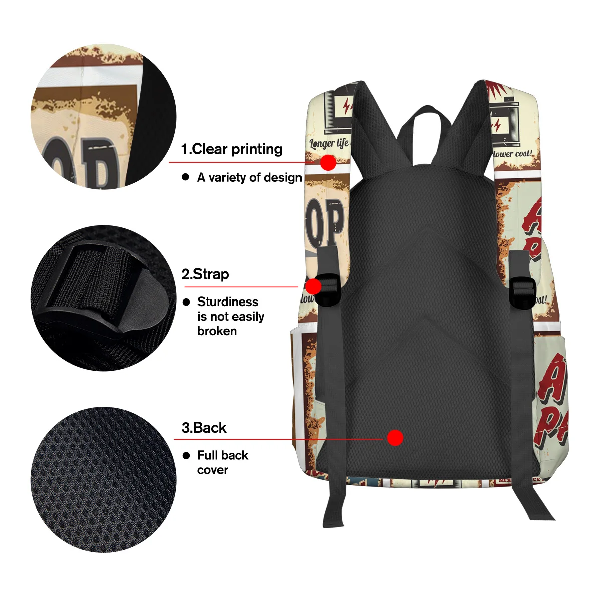 Винтажный рюкзак для женщин и мужчин с постером дорожного автомобиля дорожные