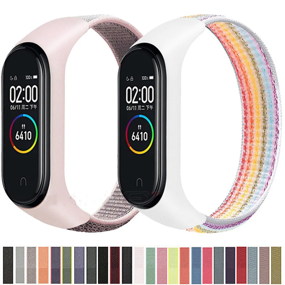 

strap for mi band 5 6 Strap Nylon loop Bracelet smart watch Belt pulsera correa Mi band 5 Wristband for xiaomi Mi band 4 3 strap