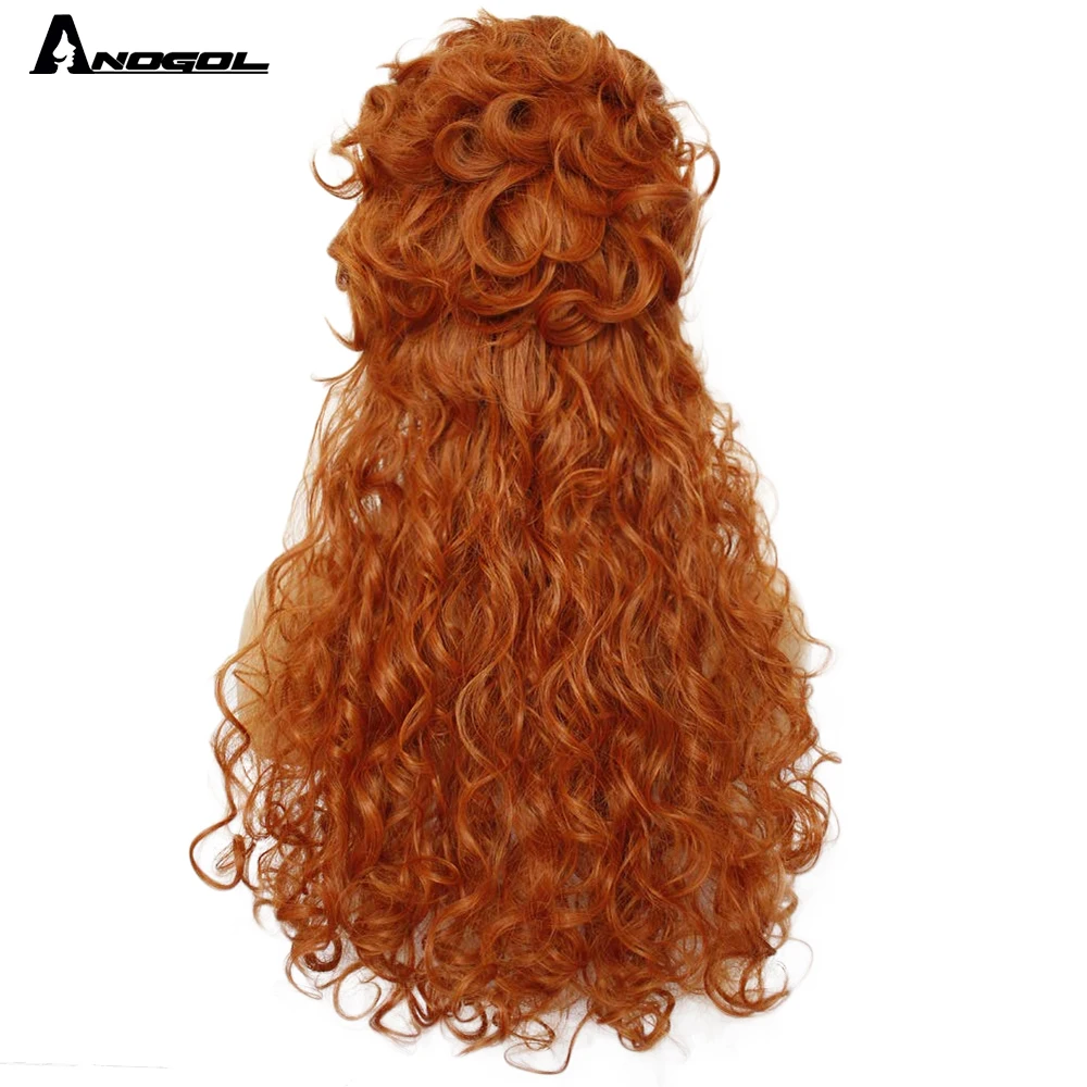anogol animethe nutcracker and the four realms clara queen ginger wig long kinky curly orange synthetic cosplay party wig free global shipping