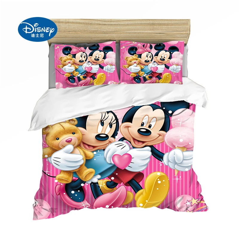 Дисней мультфильм Постельное белье Микки Минни пододеяльник Queen King Size белый