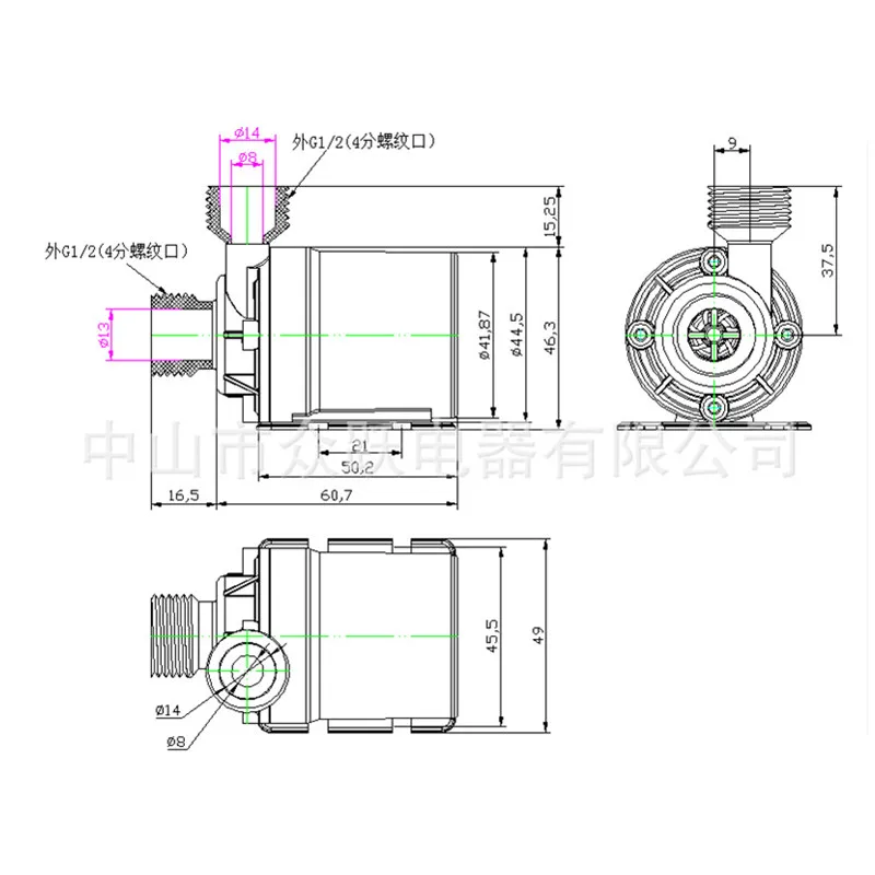800L/ч 5 м DC 12V 24V Солнечный безщеточный Водяной циркуляционный насос для воды