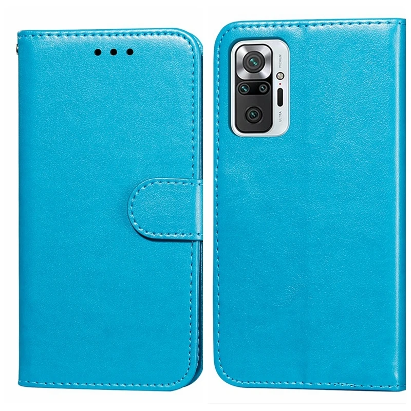 Кожаный чехол-книжка для Xiaomi Redmi Note 10 Pro 10S роскошный однотонный Чехол-бумажник с