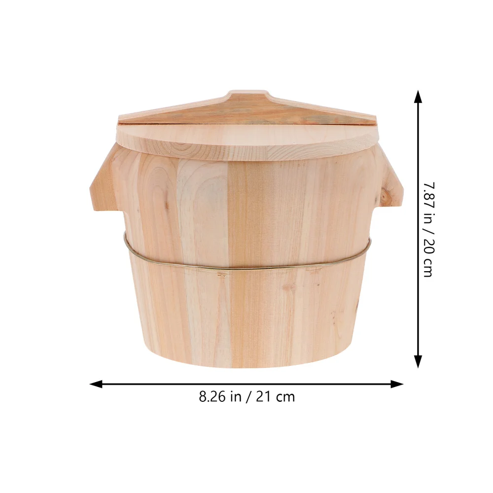 

1Set Home Kitchen Rice Steamer with Lid Natural Wooden Rice Steamed Bucket