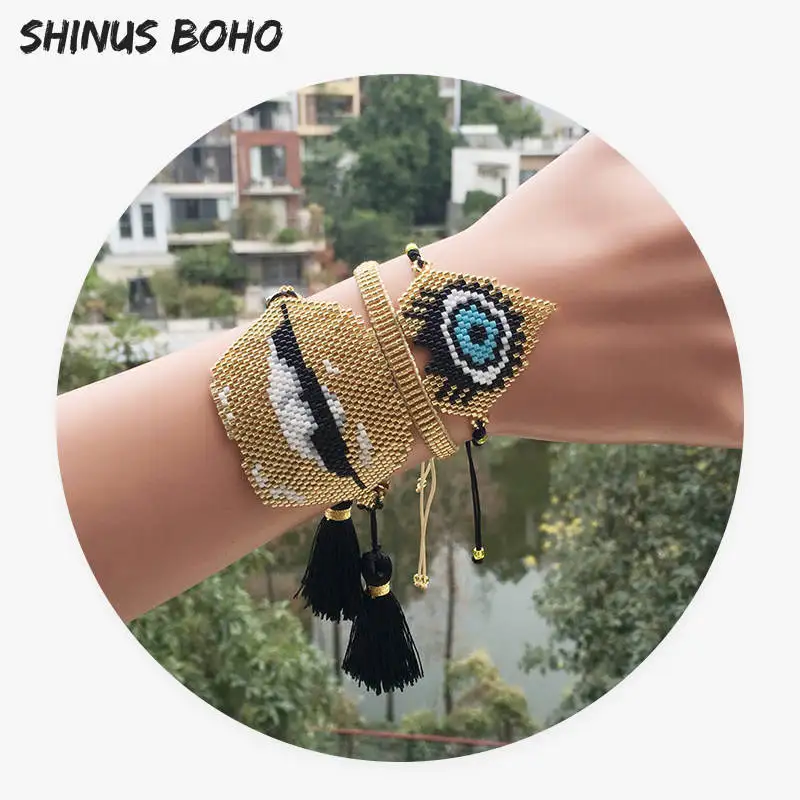 MIYUKI-02 SHINUSBOHO 5X панк Миюки очаровательный браслет дружбы фенечки готический рок золотые заклепки мужские ювелирные изделия State мужчины t браслеты для женщин - Окраска металла: MIYUKI-02