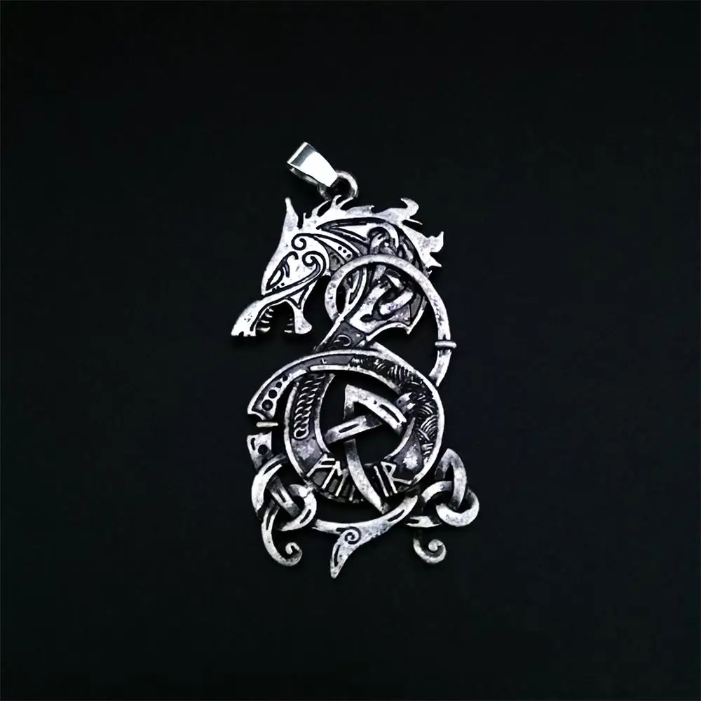 

dropshipping Nordic Viking Dragon Odin Symbol Pendant Necklace Vintage Long Sweater Chain Tide Men and Women Jewelry