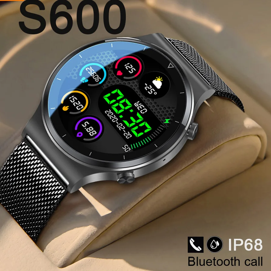 

2021 new bluetooth call smart watch men S-600 IP68 waterproof full touch screen sports fitness for Android IOS