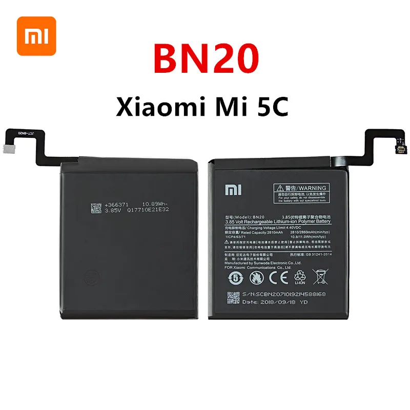 Xiao mi 100% Orginal BN20 2860mAh Battery For Xiaomi Mi 5C M5C Mi5C High Quality Phone Replacement Batteries +Tools | Мобильные