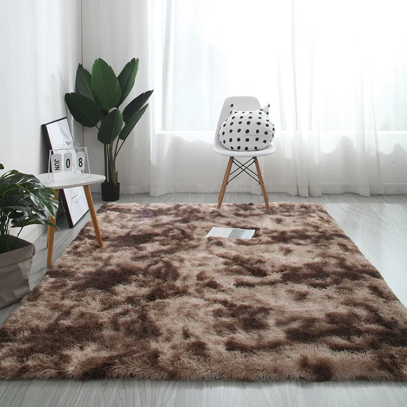 

Nordic INS carpet bedroom living room bay window rug tatami rectangular thick carpet gradient color tie-dyed rug crawling mat