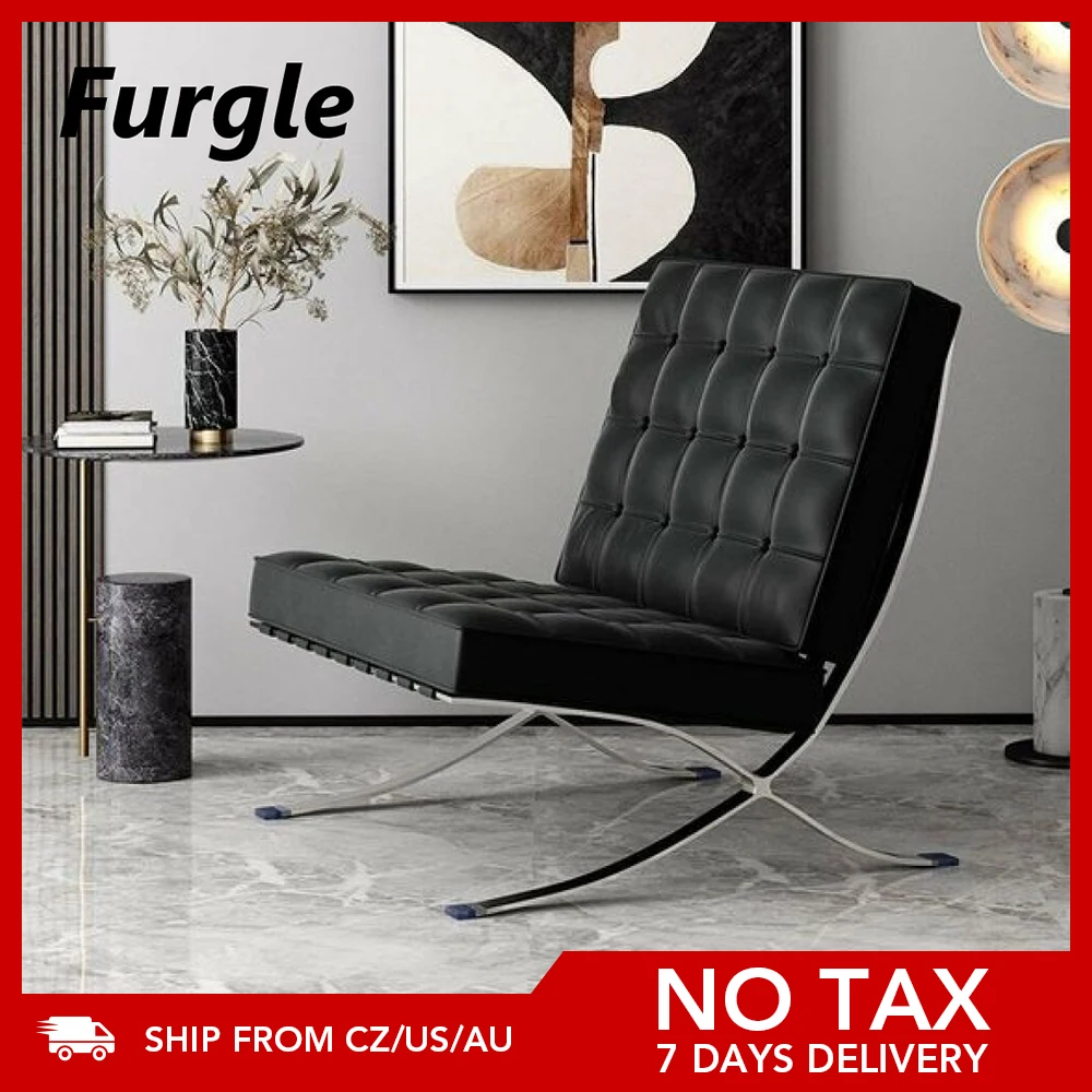 Стул Furgle в стиле атриума стул для гостиной спальни из натуральной кожи черный
