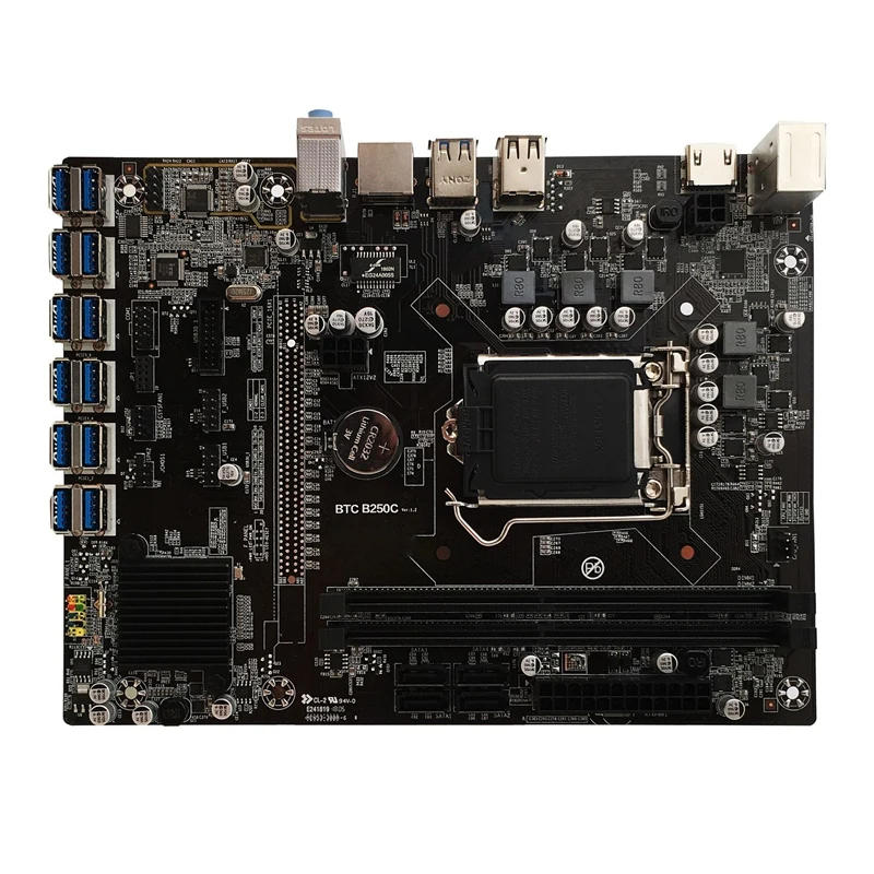 

Материнская плата B250 BTC12P для майнинга, Pcie 12xusb мульти-графическая карта LGA1151 DDR4 RAM SATA, материнская плата для майнинга компьютера