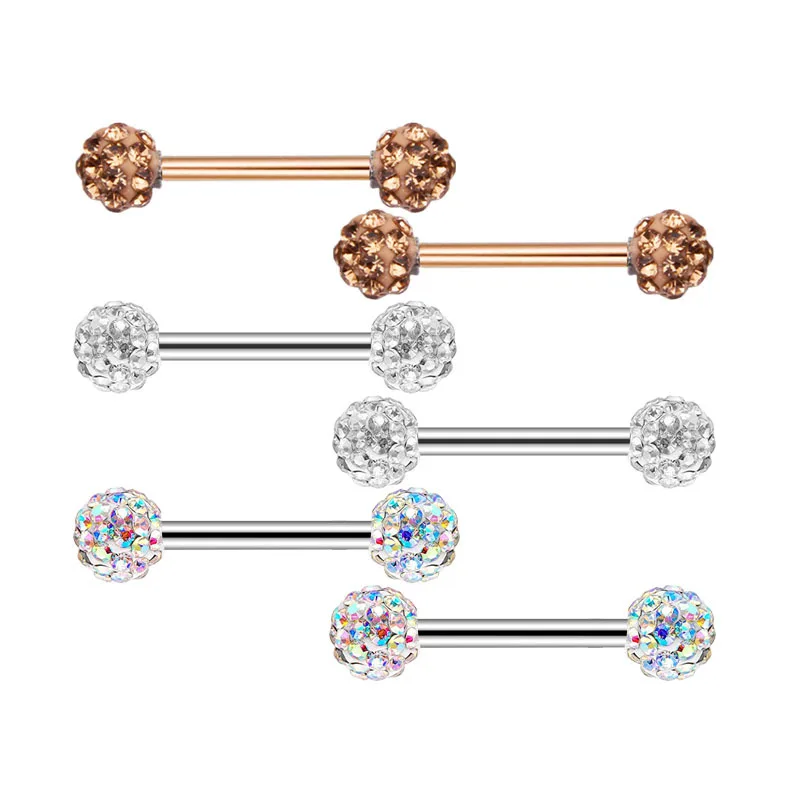 Пирсинг уха пупка Кнопка звонка Кольцо с украшением в виде кристаллов Сияющие